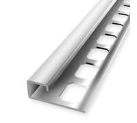 Profilé de bordure 12,5 x 35 x 2500 mm, hauteur de la bordure 12,5 mm, profil carré, en acier inoxydable fermé, perforé, profilé métallique en acier inoxydable brillant Küberit