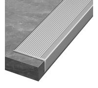 Profilé de bordure d'escalier L-SD en aluminium, argenté, imperméable et antidérapant, utilisation en intérieur/extérieur, 60 mm de large x 27 mm de haut - Solution sûre pour les marches
