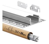 Profilé de carrelage LED 2 m × 26 - Profil pour carrelage sec 24,4 x 13,8 mm pour bandes jusqu'à 21 mm, bandes en aluminium encastrées, profilé en aluminium avec rail, canaux, latte et