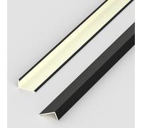 Profilé de Finition pour Moquette et Sol, Bande de Transition en PVC pour sols en Bois/carrelage/stratifié/parquet, moulure de Protection d'angle en L Aspect Bois (Noir, 90 * 2,3 * 0,8 cm)