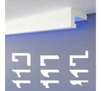 Profilé de joint d'ombre LED HEXIMO moulures, éclairage indirect XPS-styrofoam moulures de plafond pour construction sèche profilé de plafond en corniche lumineuse (10,2 mètres HLED 11)