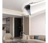 Profilé de moulure de Couronne en Aluminium LED, Rail d'éclairage indirect monté en Surface for décoration de Plafond/Mur/plinthe de Chambre à Coucher (sans Bande LED)(9.5m/31.2ft)