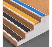 Profilé de nez de marche autocollant antidérapant, protecteur de bord de marche cannelé, profilé de bord antidérapant en aluminium et caoutchouc, épais et résistant à l'usure(Yellow,125cm/4.1ft)