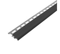 Profilé de nez de marche avec insert caoutchouc étroit noir (9 mm, 250 cm)