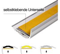 Profilé de nez de marche avec insert caoutchouc simple Power Grip Longueur : 100 cm Prépercé Gris