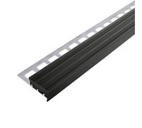 Profilé de nez de marche avec large insert en caoutchouc noir (9 mm, 250 cm)