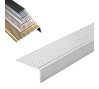 Profilé De Nez De Marche Forme En L, Bande Antidérapante Escalier En Aluminium, Protection D'angles De Rebords, 2mm D'épaisseur, Convient Aux Maisons, Bureaux Et Hôpitaux(Silver,40 * 20mm)