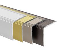 Profilé de nez de marche intégral y compris matériel de montage Forme en L 35x30 mm Longueur : 134 cm Autoadhésif Argent