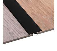 Profilé de transition autocollant - Profilé en T - 5 x 300 cm - En PVC flexible - Pour tous les types de sols - Découpable et imperméable - Noir - 2 m