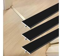 Profilé De Transition, Barre De Seuil Aluminium 3 Pièce 90cm Rampe De Seuil De Porte Et Barre De Transition Au Sol, Bande De Séparation Pour Sol Pour Portes(Noir,W5xL90cm)
