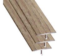 Profilé de transition en 3 parties aspect bois - Profil de seuil de porte en aluminium - En forme de T - Étanche - Joint plat pour fermer les joints de sol (style H)