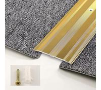 Profilé de transition en aluminium avec vis, bande de seuil de 6 cm de large, profil de seuil plat pour couvrir les joints sur sols inégaux (doré, 1,3 m)