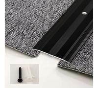 Profilé de transition en aluminium avec vis, bande de seuil de 6 cm de large, profil de seuil plat pour couvrir les joints sur sols inégaux (noir, 1,3 m)