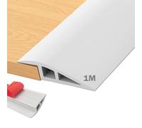 Profilé de transition en PVC autocollant - Pour seuil de porte - 1 m x 7 cm - Profil de transition - Compensation de hauteur 15 mm - Sol - Barre de transition stratifiée - Blanc