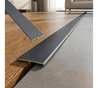 Profilé de Transition en T Aluminium 1.5cm-6cm, Barre de Seuil pour Parquet Stratifié et Carrelage, Couvre-joint de Sol Adhésif, Finition Moderne, 90cm(Gris,W3cm*H0.7mm*L0.9m)