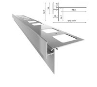 Profilé d'égout en aluminium Renoplast K35 - 200cm - Gris - Finition de terrasse et balcon