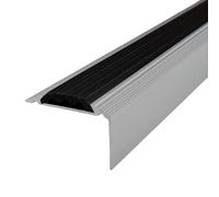 Profilé d'escalier 46 x 30 x 1200 mm argenté avec insert | Bordure d'escalier en aluminium | Angle | Équerre d'escalier
