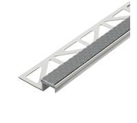 Profilé d'escalier en acier inoxydable avec garniture antidérapante gris acier (H= 11 mm, L= 250 cm)