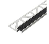 Profilé d'escalier en aluminium avec garniture antidérapante noir nuit (H= 11 mm, L= 250 cm)
