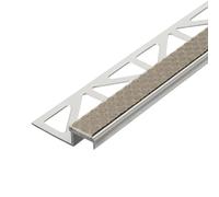 Profilé d'escalier en aluminium avec garniture antidérapante sable (H= 9 mm, L= 250 cm)