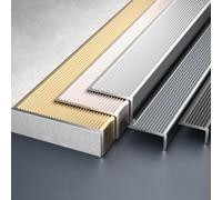 Profilé d'escalier en aluminium - Profil de transition pour escalier - Protection antidérapante pour escalier en bois, stratifié ou carrelage - Bande de transition pour escalier intérieur (or rose, 10