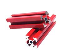 Profilé d'extrusion d'aluminium, 2 pièces Rouge 2020 Extrusion de profil en aluminium 100 mm à 500 longueur Rail linéaire 200 400 for établi d'imprimante 3D DIY extrudé CNC(Red,250mm long)