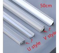 Profilé en aluminium LED en forme de U/V, 0.5m, pour barre de bande LED 5050 2835, support de canal de lampe, lampe d'armoire, placard de cuisine, 2-35 pièces/lot 18pcs