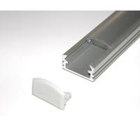 Profilé en aluminium pour bandes LED/rubans LED P2, finition argent anodisé, couvercle transparent, ensemble avec deux embouts ; longueur : 500 mm/0,5 m