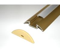 Profilé en aluminium pour bandes LED / rubans LED - P4 - Finition or anodisé - Cache opale - Lot avec deux embouts - Longueur : 1 m / 100 cm / 1000 mm