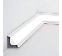 Profilé en aluminium pour LED, Canal de bâti en aluminium de corniche de LED for le plafond dans le noir blanc 3ft à 98ft(White,23ft(7m))