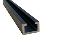 Profilé en C en aluminium noir 17 x 11 mm, 1 m, anodisé, Black Edition, avec rainure de perçage pour vis M8, rail de guidage pour table de fraisage, butée et système de rails