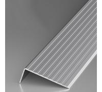 Profilé en L en aluminium, protection de bord d'escalier, profil de bord d'escalier en métal, bande de seuil de 90 cm (gris, 7,5 cm)