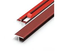 Profilé en T en aluminium, autocollant, profil de transition pour sols stratifiés, bois, carrelage et vinyle, seuil de porte pour combler les joints de sol et protéger les bords (rouge, 4,1 x 86,4 cm)