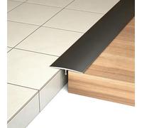 Profilé en T en Aluminium pour Sol Bande de Transition Facile à Couper, Profil Bas, Idéal pour la Jonction Parquet et Carrelage, Invisible Porte Fermée, Élégant Porte Ouverte(Black,3.3cm*80cm)