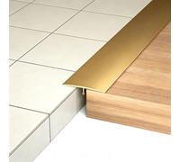 Profilé en T en Aluminium pour Sol Bande de Transition Facile à Couper, Profil Bas, Idéal pour la Jonction Parquet et Carrelage, Invisible Porte Fermée, Élégant Porte Ouverte(Gold,3.3cm*130cm)