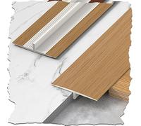 Profilé en T pour joints de sol - Profil plat en PVC - Bande de finition de sol - Bande de seuil découpable - Grain de bois (chêne, largeur 36 mm)