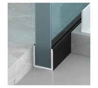 Profilé en u pour porte de douche Paroi de douche en verre sans cadre Profilé en U 2 pièces Cadre fixe Panneau de salle de bain aluminium Porte de douche à l'italienne(Black,For 8mm (5/16") Glass)