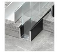 Profilé en u pour porte de douche Porta doccia Profilo a U profondo per pannelli di spessore 6 8 10 12 mm, Alluminio Scanalatura parete divisoria in vetro senza telaio(Black,For 12mm(15/32") Glass)