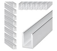 profilé en u pour porte de douche Profilés en U pour verre, Argent mat Aluminium 10 mm Profilé en U profond pour porte de douche fixe, salle de bain à l'italienne(Silver Set of 5,L 1.5m(4.9′))