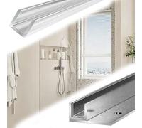 Profilé en U pour Verre Guide Inférieur Encastré en Profilé en F pour Porte | Rail pour Panneau Fixe de Cloison de Douche avec Joint en Caoutchouc, Profilé de Cadre(W 10.1mm/0.39in,L 2.1m/82.7in)