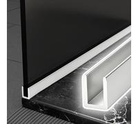 Profilé en U pour Verre Profilé en U Profond pour Paroi de Douche Fixe, Profilé de Maintien et de Protection de Chant en Noir Mat, Profilé de Base Encastré pour Parois de Douche