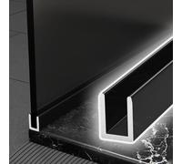 Profilé en U pour Verre Profilé en U Profond pour Paroi de Douche Fixe, Profilé de Maintien et de Protection de Chant en Noir Mat, Profilé de Base Encastré pour Parois de Douche