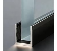 Profilé en U pour Verre Rail de Retenue Profond en Alliage D'aluminium | Guide Inférieur à Panneau Fixe Intégré, Adapté aux Verres D'une Épaisseur de 13 Mm / 0,51 Pouce(Black,1.1m/43.3in)