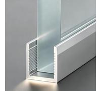 Profilé en U pour Verre Rail de Retenue Profond en Alliage D'aluminium | Guide Inférieur à Panneau Fixe Intégré, Adapté aux Verres D'une Épaisseur de 13 Mm / 0,51 Pouce(Silver,1m/39.4in)