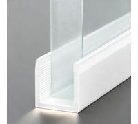 Profilé en U pour Verre Rail de Retenue Profond en Alliage D'aluminium | Guide Inférieur à Panneau Fixe Intégré, Adapté aux Verres D'une Épaisseur de 13 Mm / 0,51 Pouce(White,1.1m/43.3in)
