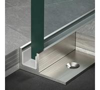 Profilé en U pour Verre Rail Inférieur en Acier Inoxydable | Profilé de Maintien pour Bord de Panneau avec Bande de Protection en Caoutchouc, et Guide Inférieur(Silver,1.1m/43.3in)