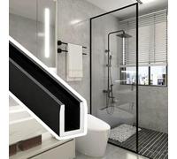 Profilé en U pour Verre Rail Inférieur en Forme de U pour Porte | Guide Inférieur Recoupable pour Paroi de Douche en Verre Sans Cadre, Profilé en U en Aluminium Résistant(Black,1m/39.4in)