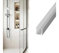 Profilé en U pour Verre Rail Inférieur en U pour Vitrage Sans Cadre | Rail de Fixation pour Verre Polyvalent Longueur 1 M / 39 Po, Guide Décoratif pour Porte de Douche(Silver,Width 8mm/0.31in)