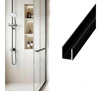Profilé en U pour Verre Rail Inférieur en U pour Vitrage Sans Cadre | Rail de Fixation pour Verre Polyvalent Longueur 1 M / 39 Po, Guide Décoratif pour Porte de Douche(Black,Width 12mm/0.47in)