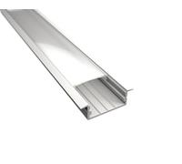 Profilé encastrable à LED WIDE-IN-20 - 2 m - En aluminium - Blanc - Pour bandes LED - Avec cache laiteux - Pour bandes LED jusqu'à 20 mm maximum - Barre de montage (profilé 2 m blanc + cache mat)